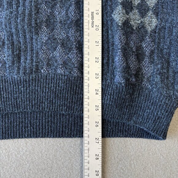 VTG Cassan Bueckle Sweater Mens L Blue Argyle Diamond Knit Pullover Grandpa 90s - Picture 6 of 15